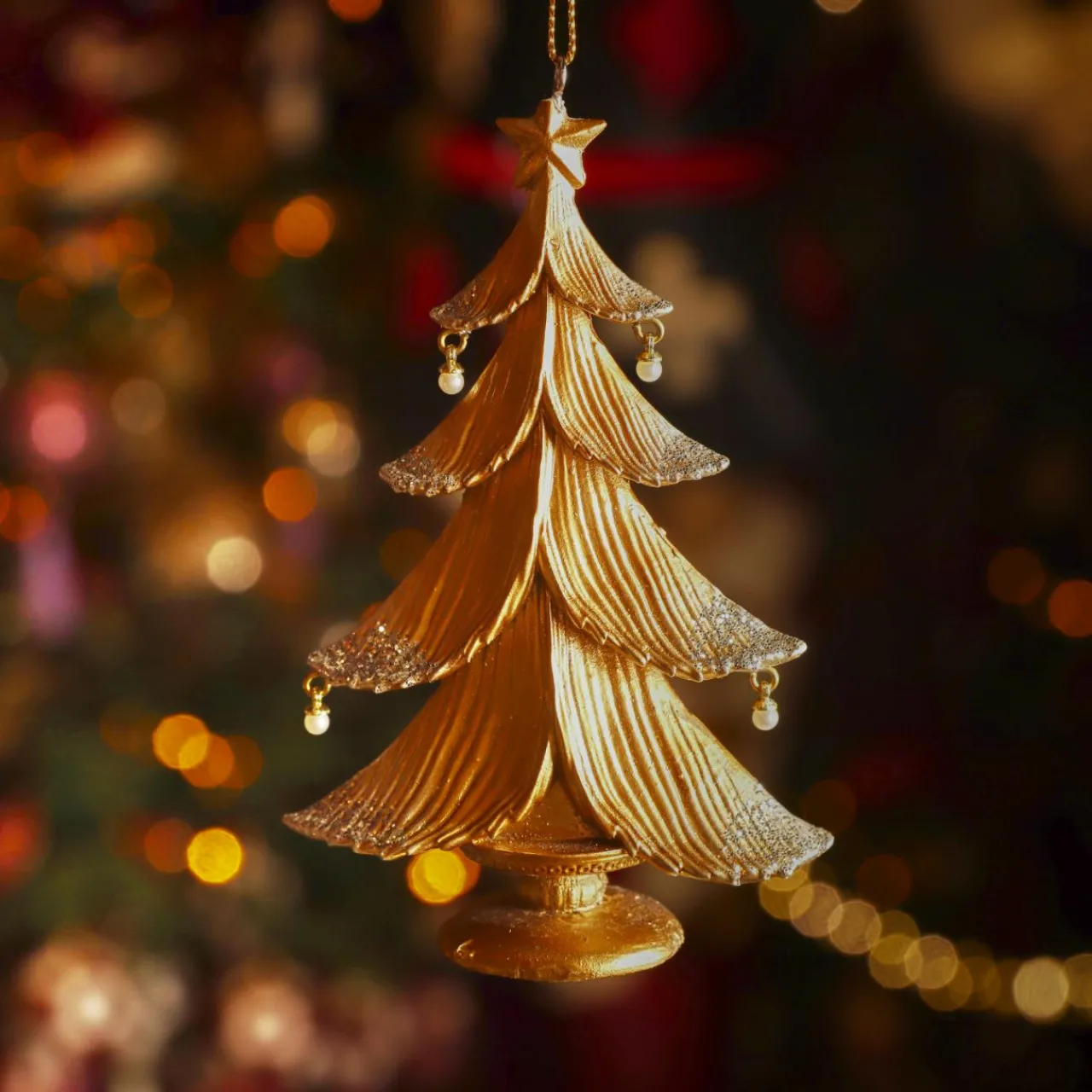 Décoration De Sapin|KAEMINGK Suspension de Noël (H12 cm) Sapin scintillant Dé Or