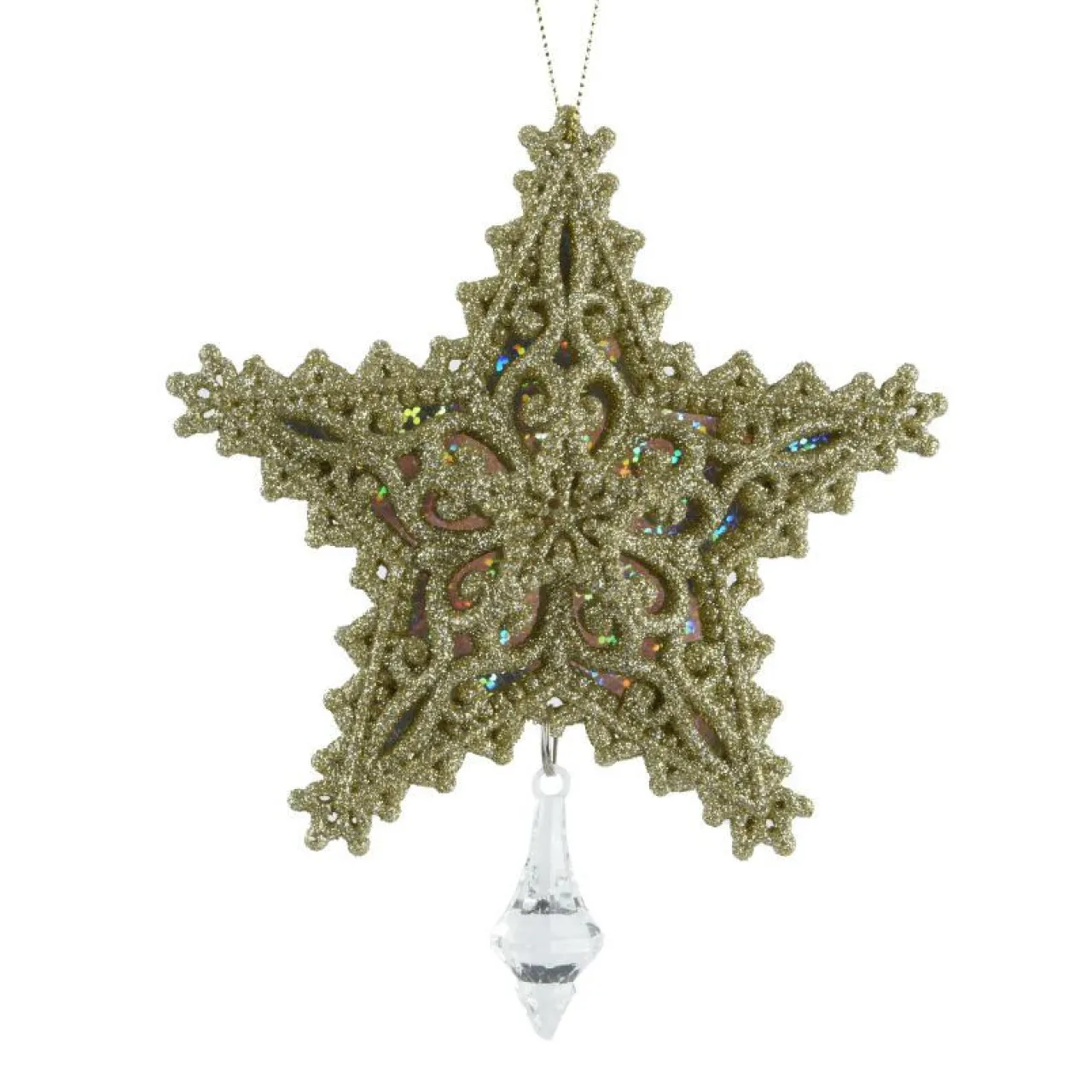 Décoration De Sapin|KAEMINGK Suspension de Noël (H13 cm) Étoile de Rêve Dé pailleté Or