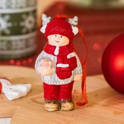 Décoration De Sapin|KAEMINGK Suspension de Noël terre cuite (H8 cm) Chérubin Rouge