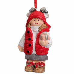 Décoration De Sapin|KAEMINGK Suspension de Noël terre cuite (H8 cm) Chérubine Rouge