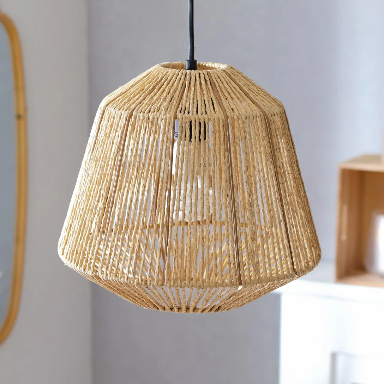 Lampe Suspension|ATMOSPHERA Suspension en corde (D29 cm) Ethnik Naturel