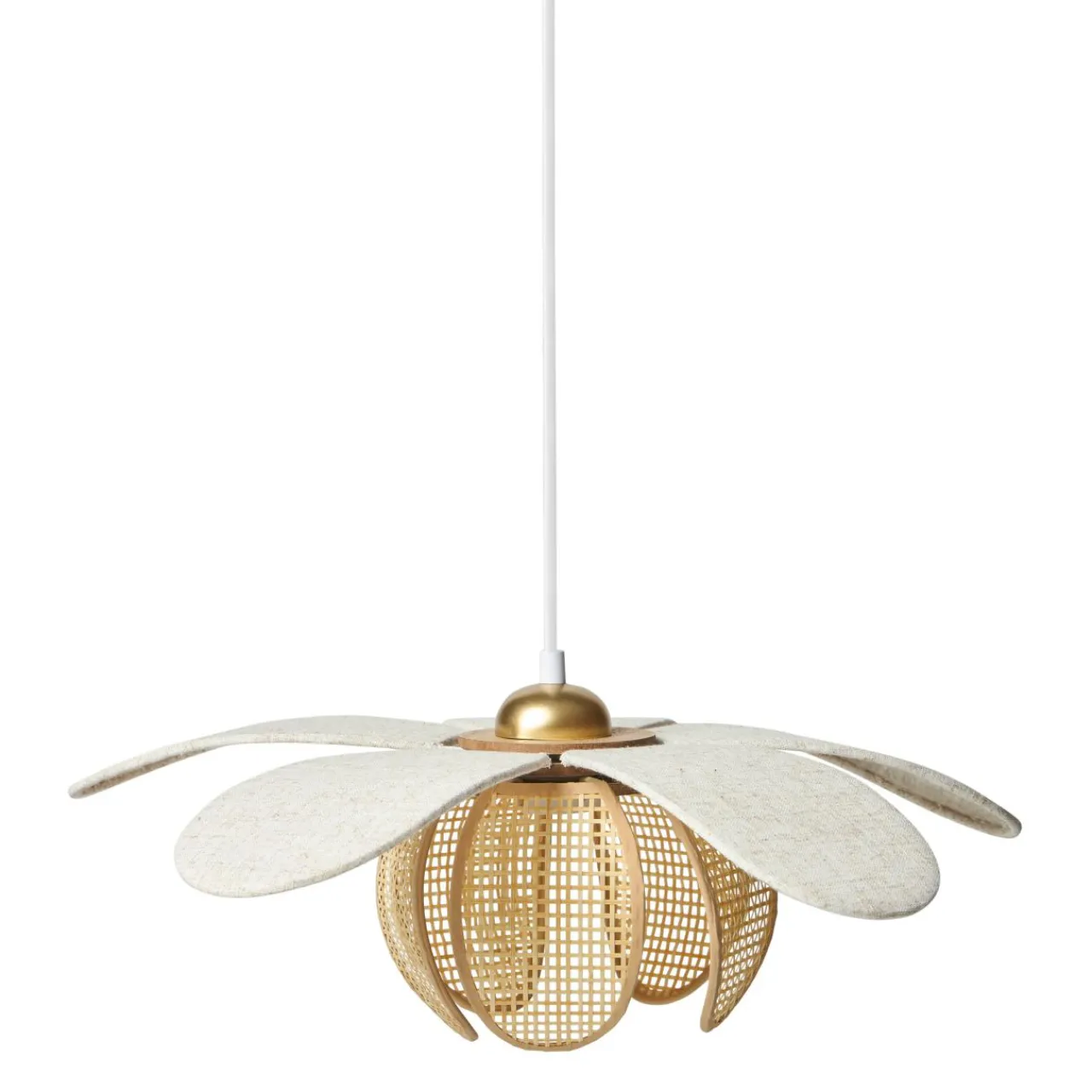 Lampe Suspension|OSTARIA Suspension lin et bambou (D50 cm) Madagascar Beige
