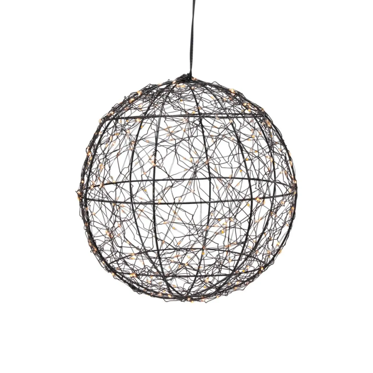 Déco Et Objet Lumineux|KOOPMAN Suspension lumineuse 300 micro LED (D25 cm) Lueur Polaire Noir et Blanc chaud