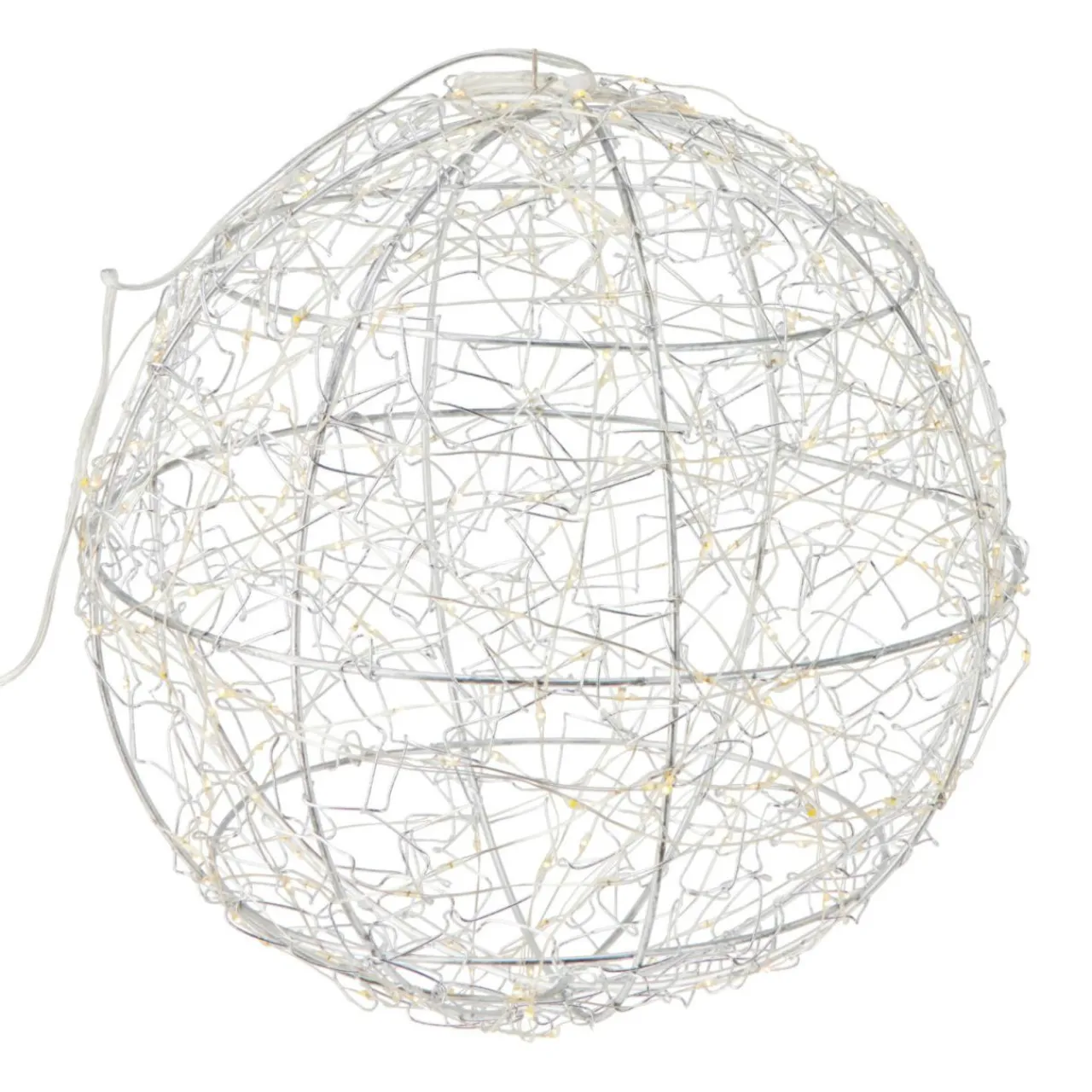 Déco Et Objet Lumineux|KOOPMAN Suspension lumineuse 300 micro LED (D25 cm) Lueur Polaire et blanc chaud Argent