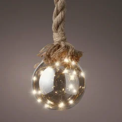 Déco Et Objet De Noël|Déco Et Objet Lumineux|KAEMINGK Suspension lumineuse à piles 30 LED (D14 cm) Boule de Noël ambrée Blanc chaud Ambre