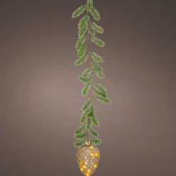 Déco Et Objet De Noël|Déco Et Objet Lumineux|KAEMINGK Suspension lumineuse à piles 15 LED (H21 cm) Sapinette et Pomme de pin Blanc chaud