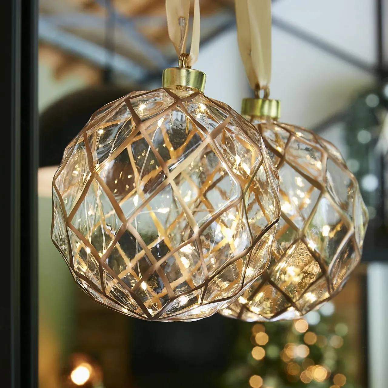 Déco Et Objet De Noël|Déco Et Objet Lumineux|KAEMINGK Suspension lumineuse à piles 30 LED (D14 cm) Vintage et blanc chaud Or