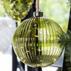 Déco Et Objet De Noël|Déco Et Objet Lumineux|KAEMINGK Suspension lumineuse à piles 40 LED (D20 cm) Vintage Thé /blanc chaud Vert