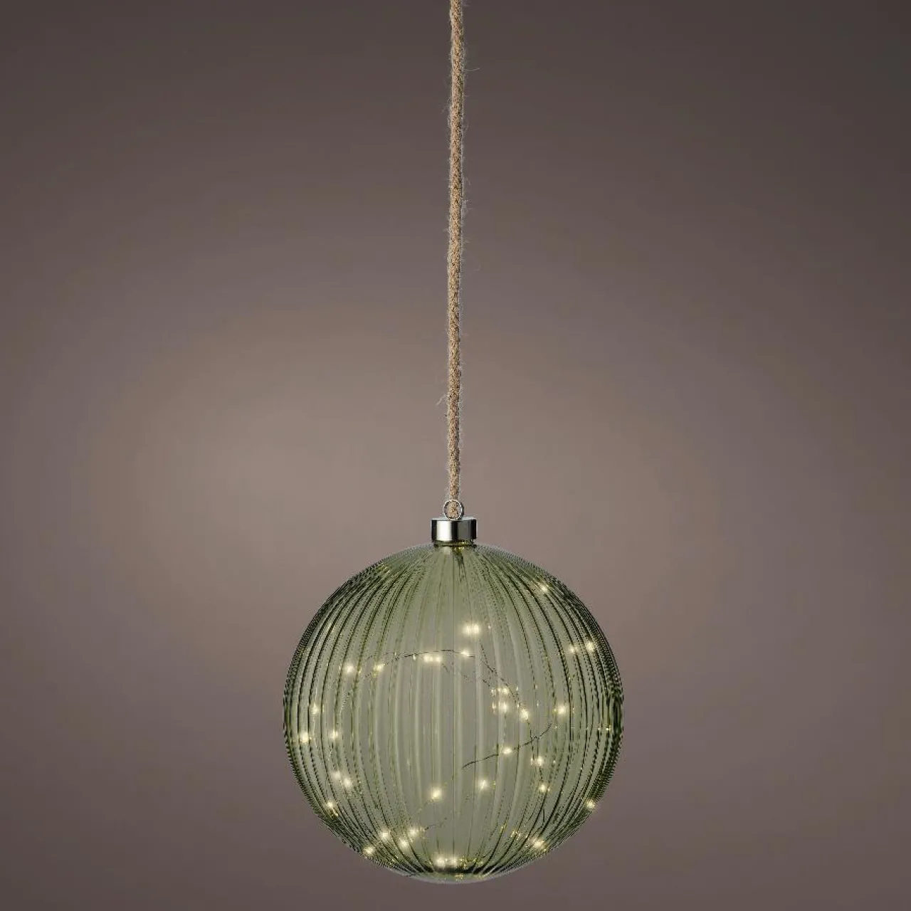Déco Et Objet De Noël|Déco Et Objet Lumineux|KAEMINGK Suspension lumineuse à piles 40 LED (D20 cm) Vintage Thé /blanc chaud Vert