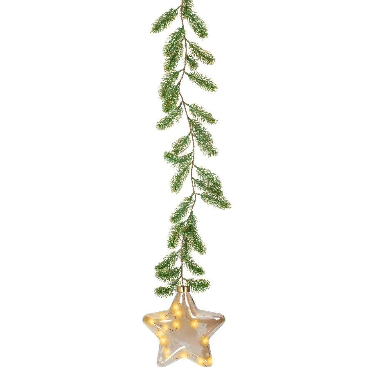 Déco Et Objet De Noël|Déco Et Objet Lumineux|KAEMINGK Suspension lumineuse à piles 15 LED (H20 cm) Sapinette et Etoile Blanc chaud