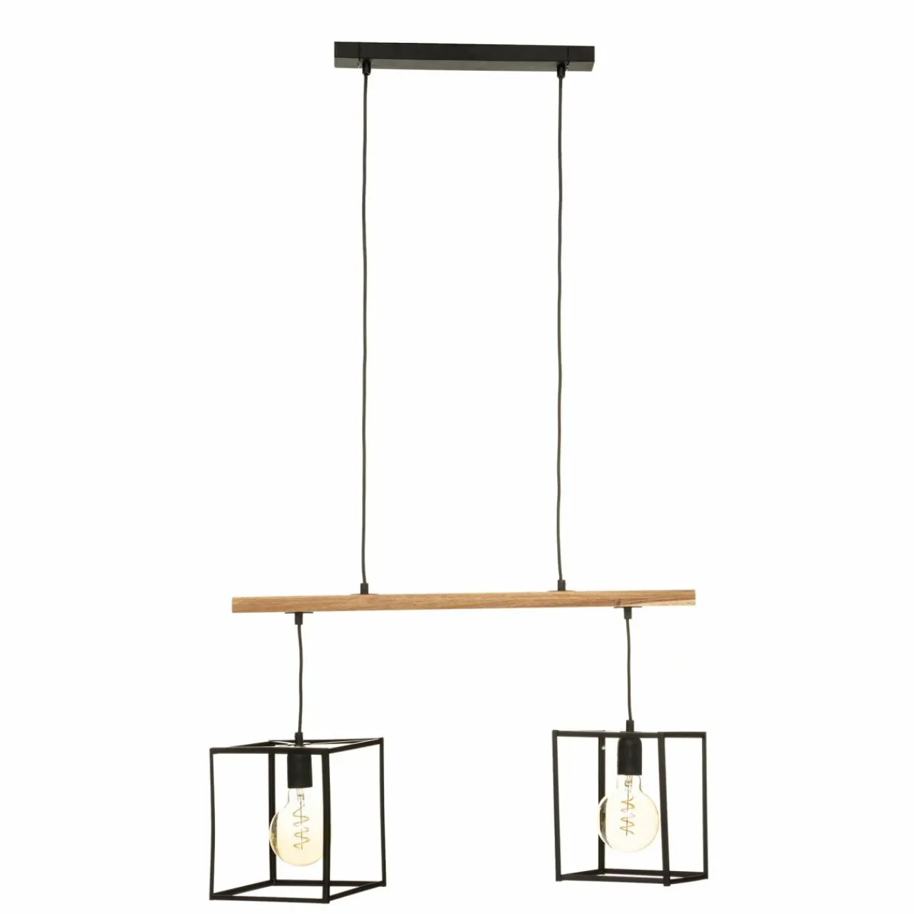 Lampe Suspension|ATMOSPHERA Suspension lumineuse bois acacia (L70 x H120 cm) Edena Noir