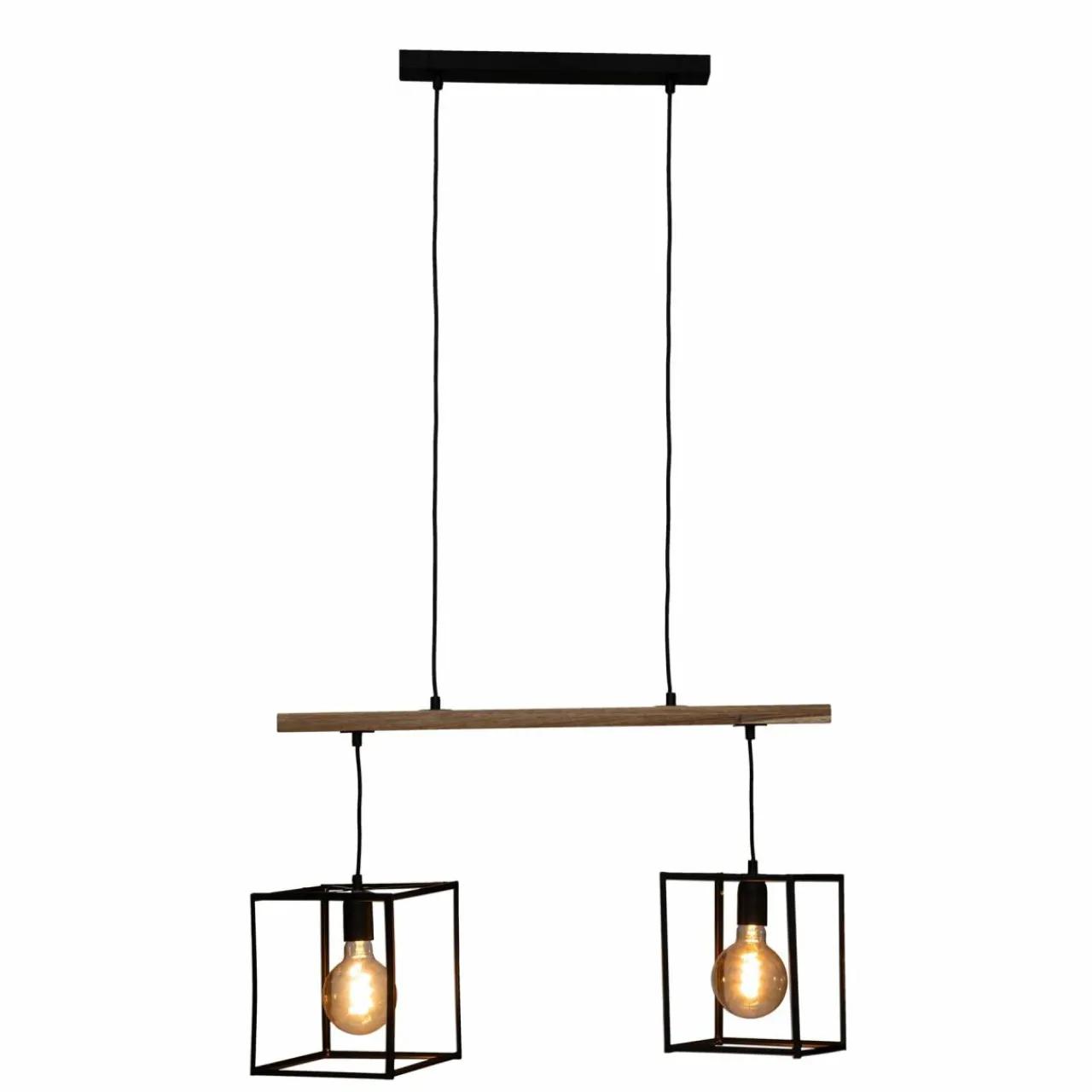 Lampe Suspension|ATMOSPHERA Suspension lumineuse bois acacia (L70 x H120 cm) Edena Noir
