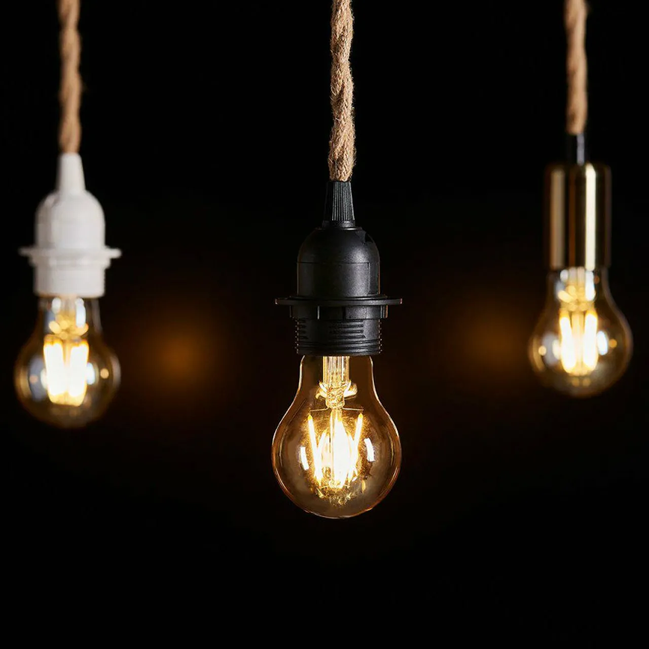 Lampe Suspension|OSTARIA Suspension lumineuse chanvre (H90 cm) Corde Naturel et Noir