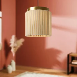 Lampe Suspension|OSTARIA Suspension lumineuse coton et métal (D28 cm) Khéops Or