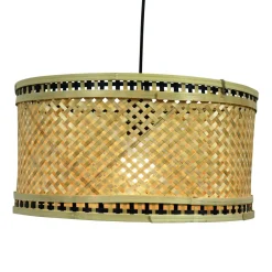 Lampe Suspension|EMINZA Suspension lumineuse en bambou (D40 cm) Estepona Noir et Naturel