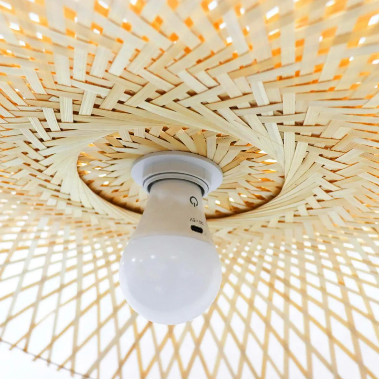 Lampe Suspension|EMINZA Suspension lumineuse en bambou (D55 cm) Mérida Naturel