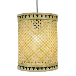 Lampe Suspension|EMINZA Suspension lumineuse en bambou (H30 cm) Estepona Noir et Naturel