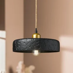 Lampe Suspension|OSTARIA Suspension lumineuse en ciment (D25 cm) Portland Noir