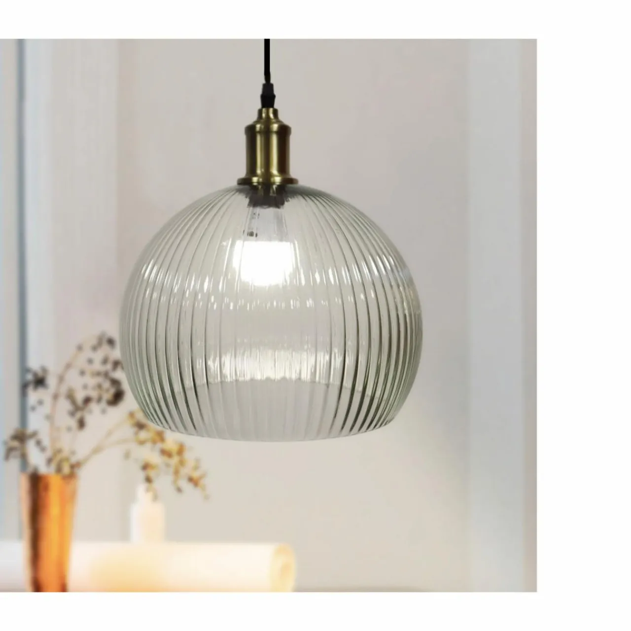 Lampe Suspension|EMINZA Suspension lumineuse en verre (D30 cm) Velden Transparent