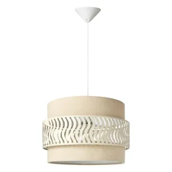 Lampe Suspension|OSTARIA Suspension lumineuse métal et tissu (D34 cm) Oyona Beige