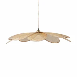 Lampe Suspension|OSTARIA Suspension lumineuse pétale Bambou (D90 cm) Horizonte Naturel Beige