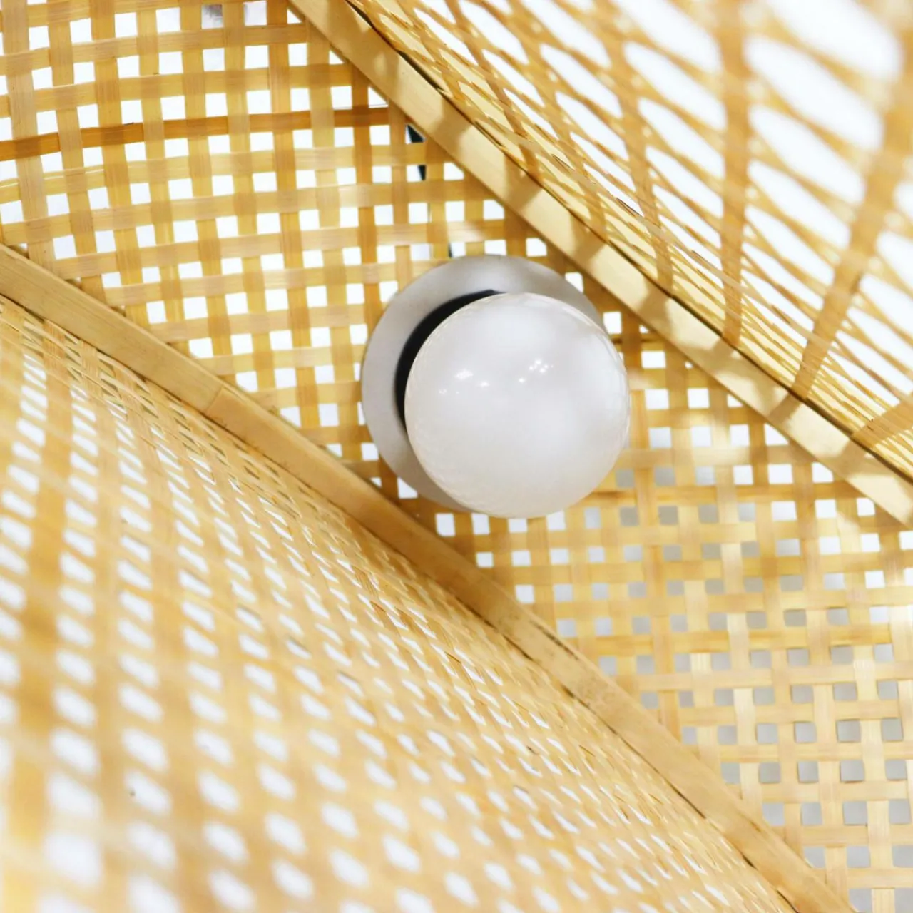 Lampe Suspension|EMINZA Suspension lumineuse ronde en bambou (D40 cm) Oraya Naturel