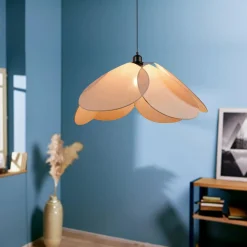 Lampe Suspension|OSTARIA Suspension lumineuse tissu Pétale (D69 cm) Luminosa Taupe clair