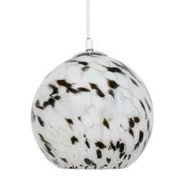 Lampe Suspension|OSTARIA Suspension lumineuse verre et métal (D20 cm) Pepper Noire et he Blanc