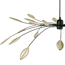 Lampe Suspension|OSTARIA Suspension métal et pétales (D80 cm) Ellisse et beige Noir