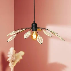 Lampe Suspension|OSTARIA Suspension métal et pétales (D50 cm) Til et beige Noir