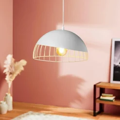 Lampe Suspension|OSTARIA Suspension ronde métal (D29,5 cm) Colisée he Blanc