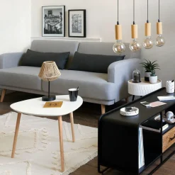 Table D'Appoint|ATMOSPHERA Table à café en bois (H45 cm) Mileo Polygone he Blanc