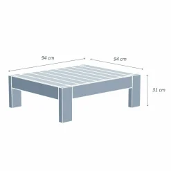 Canapé, Fauteuil Et Table Basse|MOBELLIA Table basse de jardin carrée en (94 x 94 cm) Bornéo Naturel Bois