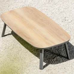 Canapé, Fauteuil Et Table Basse|MOBELLIA Table basse de jardin rectangulaire en aluminium Amalfi Gris Anthracite