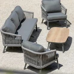 Canapé, Fauteuil Et Table Basse|MOBELLIA Table basse de jardin rectangulaire en aluminium Amalfi Gris Anthracite