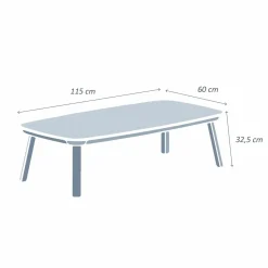Canapé, Fauteuil Et Table Basse|MOBELLIA Table basse de jardin rectangulaire aluminium Amalfi Blanc