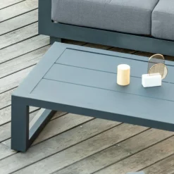 Canapé, Fauteuil Et Table Basse|MOBELLIA Table basse de jardin rectangulaire en alumininum (120 x 72 cm) Elba Gris Anthracite