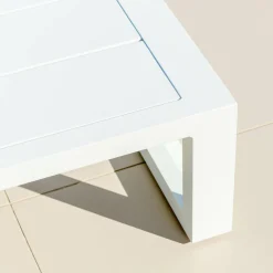 Canapé, Fauteuil Et Table Basse|MOBELLIA Table basse de jardin rectangulaire en alumininum (120 x 72 cm) Elba Blanc