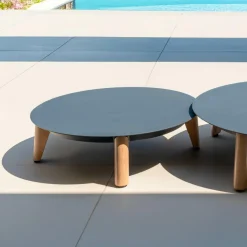 Canapé, Fauteuil Et Table Basse|MOBELLIA Table basse de jardin ronde (D68 cm) Monte Carlo Gris Anthracite