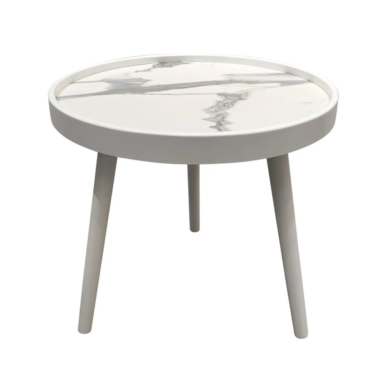 Table D'Appoint|EMINZA Table basse ronde effet marbre (H43 cm) Déa Blanc