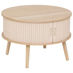 Table D'Appoint|Atmosphera, cru017dateur d'intu017drieur Table basse ronde en bois (H40 cm) Nysos Crème Beige