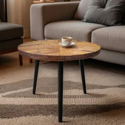 Table D'Appoint|EMINZA Table basse ronde en (H40 cm) Davao Noir et marron Bois