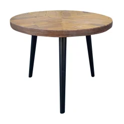 Table D'Appoint|EMINZA Table basse ronde en (H40 cm) Davao Noir et marron Bois