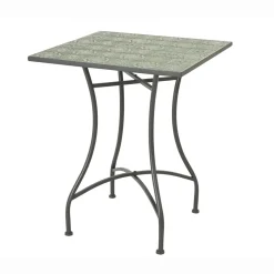 Table De Jardin|Salon De Balcon|EMINZA Table bistrot carrée fixe en mosaïque (58 x 58 cm) Aveiro Gris et olive Vert