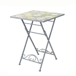 Table De Jardin|Salon De Balcon|EMINZA Table bistrot carrée pliable en mosaïque (58 x 58 cm) Sorrento Bleu