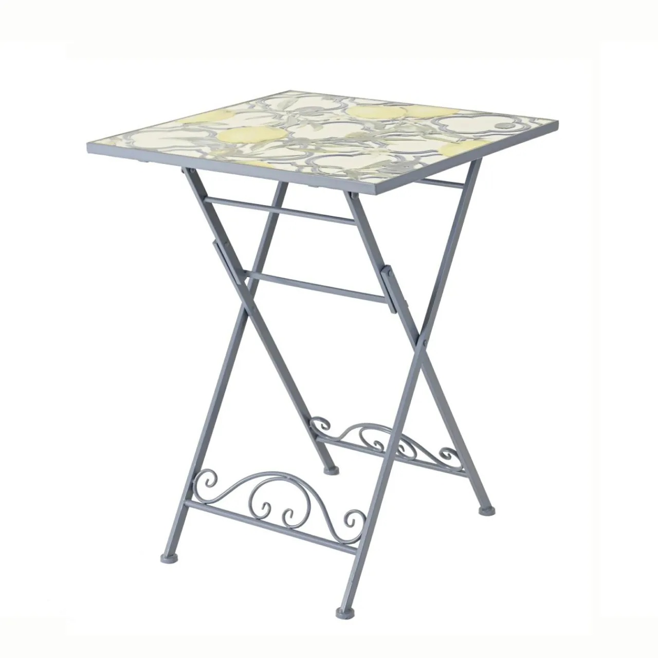 Table De Jardin|Salon De Balcon|EMINZA Table bistrot carrée pliable en mosaïque (58 x 58 cm) Sorrento Bleu