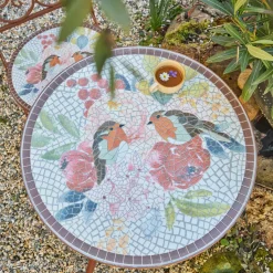 Table De Jardin|Salon De Balcon|#N/A Table bistrot ronde en mosaïque Aberdeen Marron