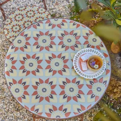 Table De Jardin|Salon De Balcon|#N/A Table bistrot ronde pliable en mosaïque (D58 cm) Lyon Marron