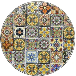 Table De Jardin|Salon De Balcon|#N/A Table bistrot ronde pliable en mosaïque (D60 cm) Braga Multicolore