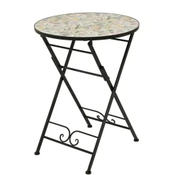 Table De Jardin|Salon De Balcon|EMINZA Table bistrot ronde pliable en faïence (D58 cm) Lisse Pastel Multicolore